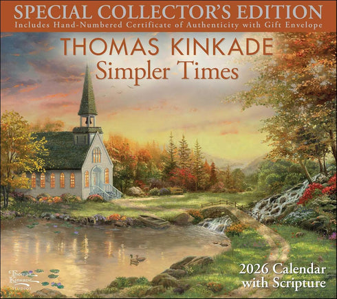 THOMAS KINKADE COLLECTOR'S SCRIPTURE EDITION 2026 DELUXE WALL CALENDAR + PRINT